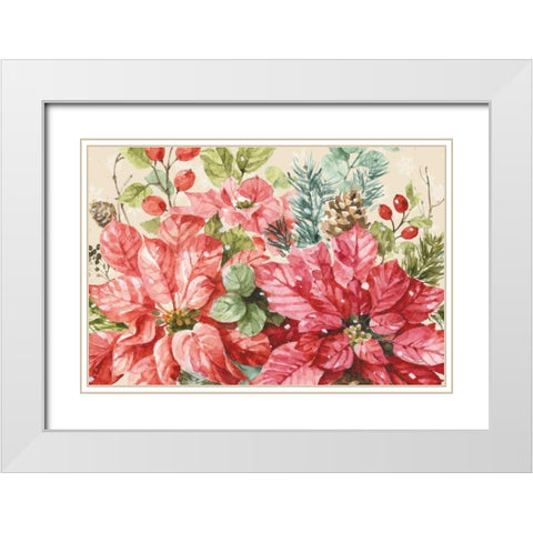 Our Christmas Story Poinsettias White Modern Wood Framed Art Print with Double Matting by Audit, Lisa