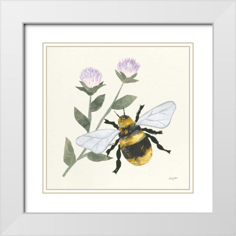 In the Garden Bee White Modern Wood Framed Art Print with Double Matting by Prahl, Courtney