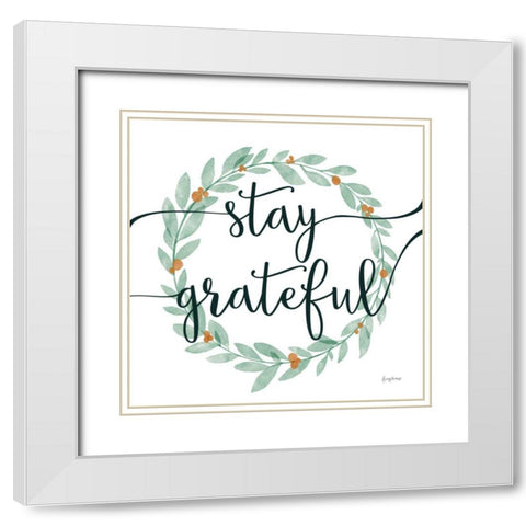 Sage Sayings Wreath III White Modern Wood Framed Art Print with Double Matting by Thorns, Becky