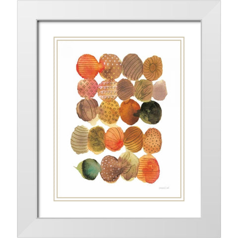Fall Circle Stories III White Modern Wood Framed Art Print with Double Matting by Nai, Danhui