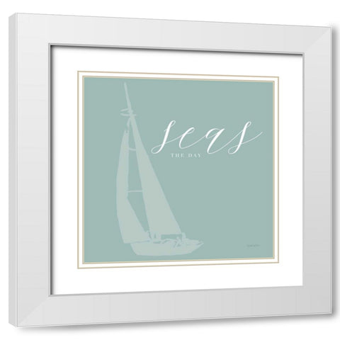 Seas the Day White Modern Wood Framed Art Print with Double Matting by Charro, Mercedes Lopez
