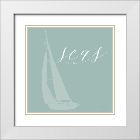 Seas the Day White Modern Wood Framed Art Print with Double Matting by Charro, Mercedes Lopez