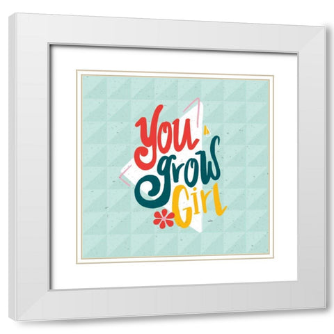 Growth I White Modern Wood Framed Art Print with Double Matting by York, Leah