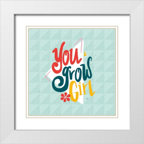Growth I White Modern Wood Framed Art Print with Double Matting by York, Leah