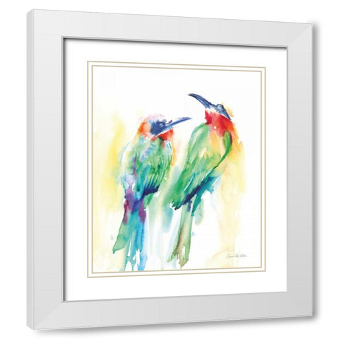 Tropical Birds White Modern Wood Framed Art Print with Double Matting by Valle, Aimee Del