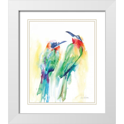 Tropical Birds White Modern Wood Framed Art Print with Double Matting by Valle, Aimee Del