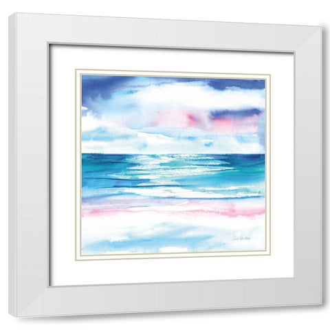 Turquoise Sea I White Modern Wood Framed Art Print with Double Matting by Valle, Aimee Del