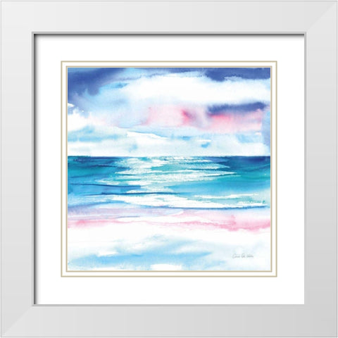 Turquoise Sea I White Modern Wood Framed Art Print with Double Matting by Valle, Aimee Del