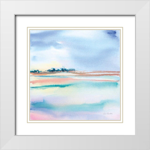 Water and Sand White Modern Wood Framed Art Print with Double Matting by Valle, Aimee Del