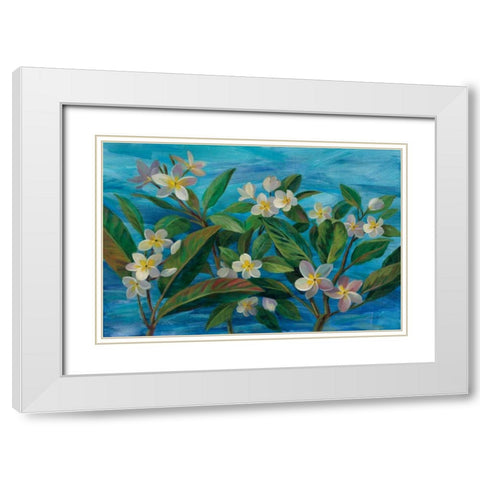 Oceanside Plumeria White Modern Wood Framed Art Print with Double Matting by Vassileva, Silvia