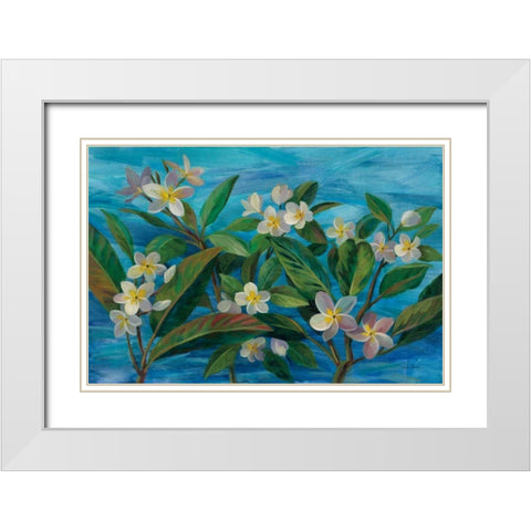 Oceanside Plumeria White Modern Wood Framed Art Print with Double Matting by Vassileva, Silvia