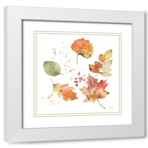 Falling Leaves I White Modern Wood Framed Art Print with Double Matting by Pete, Katrina