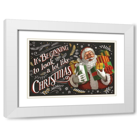 Santas List IV Black White Modern Wood Framed Art Print with Double Matting by Penner, Janelle