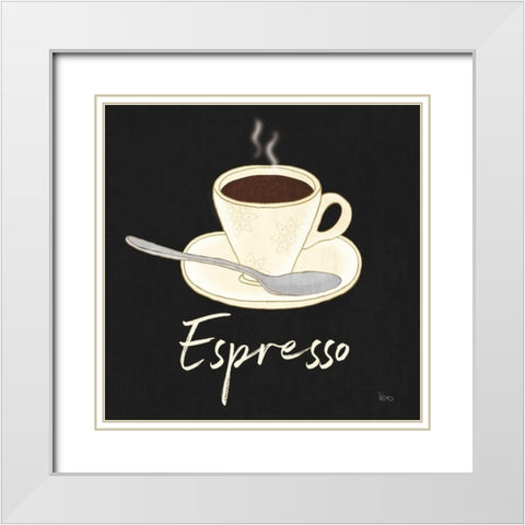 Fresh Coffee Espresso White Modern Wood Framed Art Print with Double Matting by Charron, Veronique