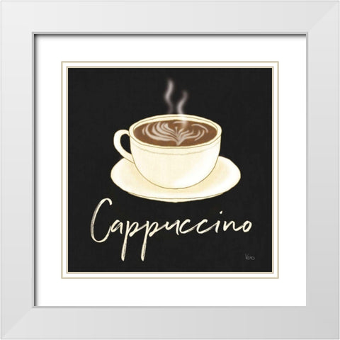 Fresh Coffee Cappucino White Modern Wood Framed Art Print with Double Matting by Charron, Veronique