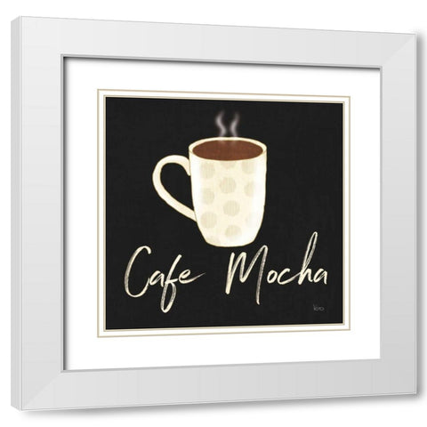 Fresh Coffee Cafe Mocha White Modern Wood Framed Art Print with Double Matting by Charron, Veronique