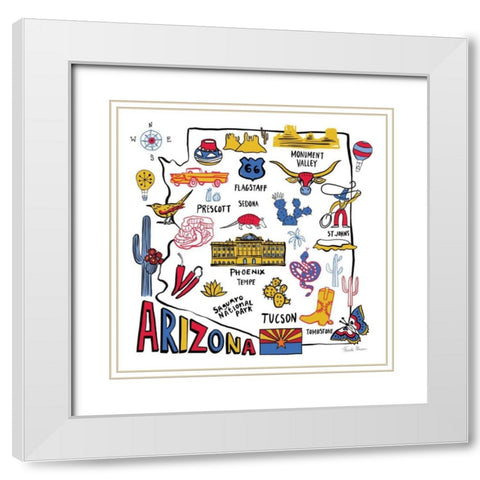 Arizona White Modern Wood Framed Art Print with Double Matting by Zaman, Farida