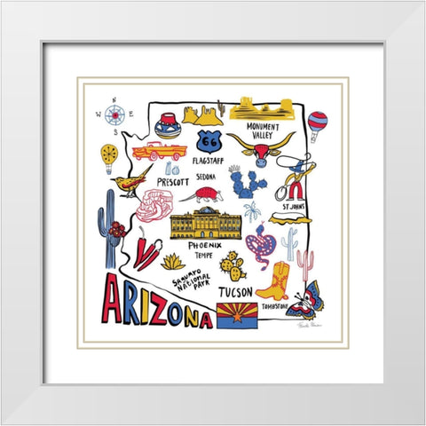 Arizona White Modern Wood Framed Art Print with Double Matting by Zaman, Farida