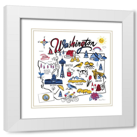 Washington White Modern Wood Framed Art Print with Double Matting by Zaman, Farida