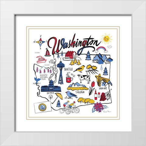 Washington White Modern Wood Framed Art Print with Double Matting by Zaman, Farida