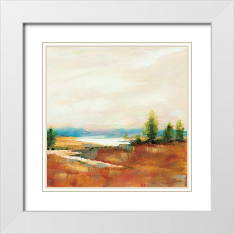 Amity Pond Sq White Modern Wood Framed Art Print with Double Matting by Schlabach, Sue