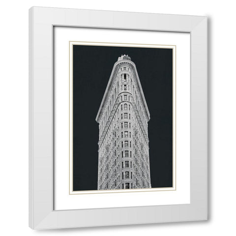 Flatiron Building on Black White Modern Wood Framed Art Print with Double Matting by Wild Apple Portfolio