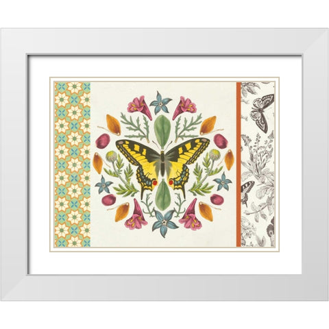 Butterfly Mandala III with Borders White Modern Wood Framed Art Print with Double Matting by Wild Apple Portfolio