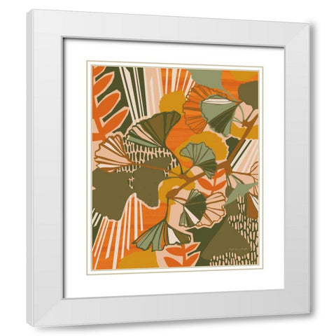 Ginkgo White Modern Wood Framed Art Print with Double Matting by Gallagher, Megan