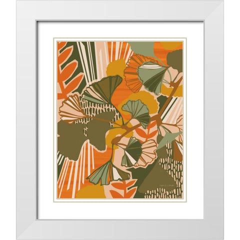Ginkgo White Modern Wood Framed Art Print with Double Matting by Gallagher, Megan