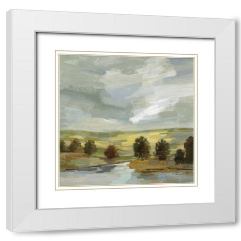 Country Landscape White Modern Wood Framed Art Print with Double Matting by Vassileva, Silvia