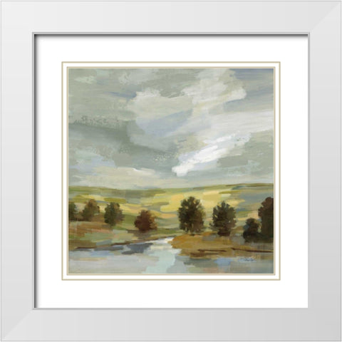 Country Landscape White Modern Wood Framed Art Print with Double Matting by Vassileva, Silvia
