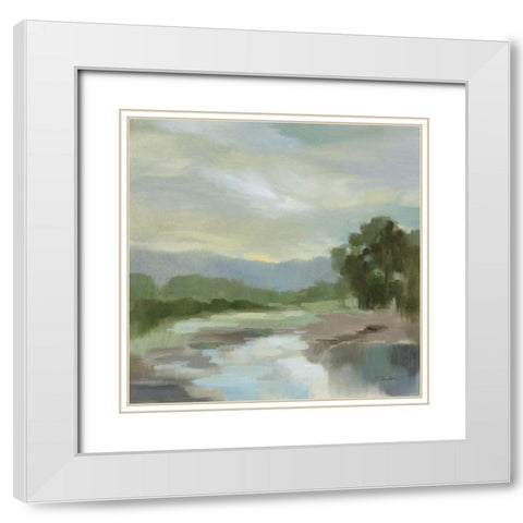 Sage Lake White Modern Wood Framed Art Print with Double Matting by Vassileva, Silvia