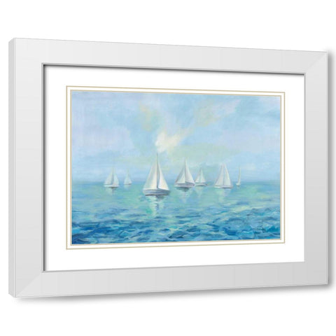 Boats in the Haze White Modern Wood Framed Art Print with Double Matting by Vassileva, Silvia