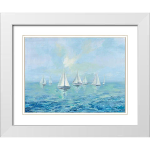 Boats in the Haze White Modern Wood Framed Art Print with Double Matting by Vassileva, Silvia