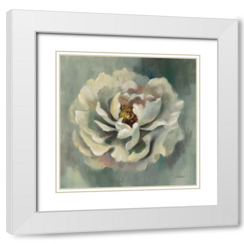 Dancing Petals White Modern Wood Framed Art Print with Double Matting by Vassileva, Silvia