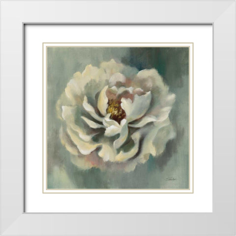 Dancing Petals White Modern Wood Framed Art Print with Double Matting by Vassileva, Silvia