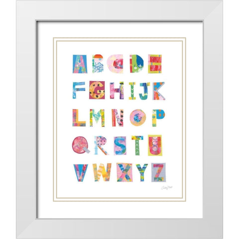 Alphabet Collage White Modern Wood Framed Art Print with Double Matting by Prahl, Courtney