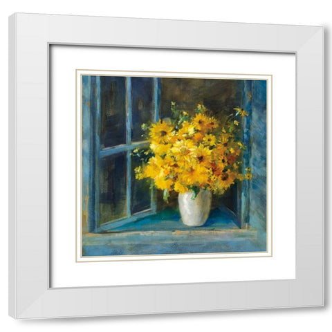 Sunny Windowsill White Modern Wood Framed Art Print with Double Matting by Nai, Danhui