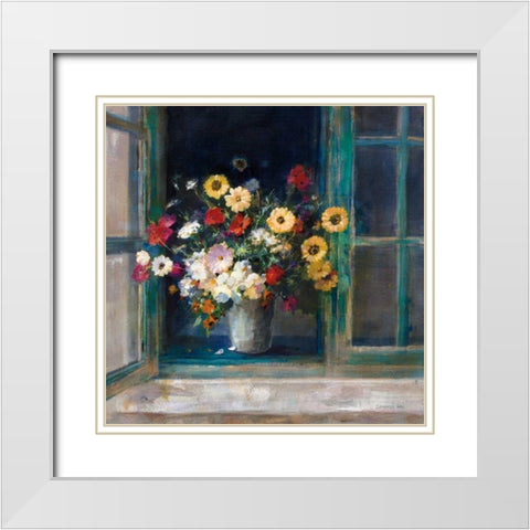 All Abloom White Modern Wood Framed Art Print with Double Matting by Nai, Danhui