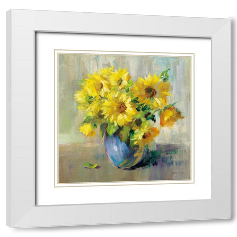 Sunflower Still Life II White Modern Wood Framed Art Print with Double Matting by Nai, Danhui