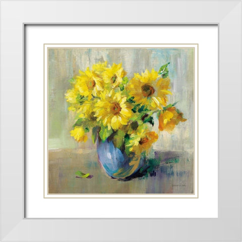 Sunflower Still Life II White Modern Wood Framed Art Print with Double Matting by Nai, Danhui
