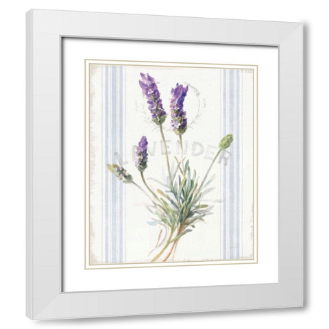 Floursack Lavender III White Modern Wood Framed Art Print with Double Matting by Nai, Danhui