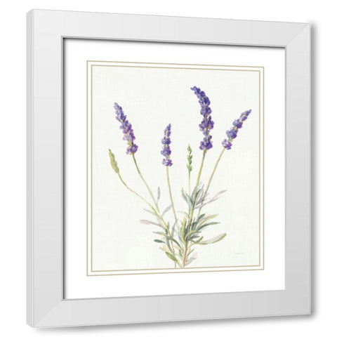 Floursack Lavender IV on Linen White Modern Wood Framed Art Print with Double Matting by Nai, Danhui