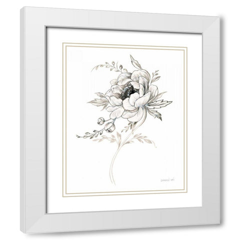 Sketchbook Garden VIII BW White Modern Wood Framed Art Print with Double Matting by Nai, Danhui