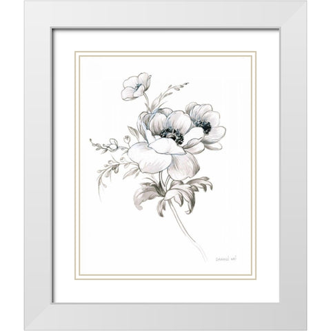 Sketchbook Garden X BW White Modern Wood Framed Art Print with Double Matting by Nai, Danhui