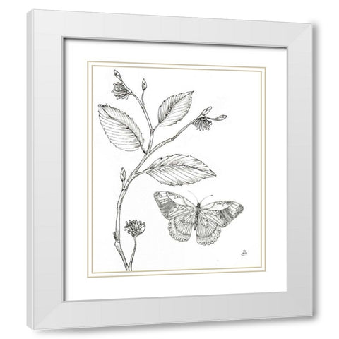 Outdoor Beauties Butterfly I White Modern Wood Framed Art Print with Double Matting by Brissonnet, Daphne