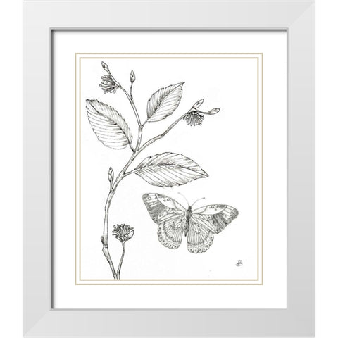 Outdoor Beauties Butterfly I White Modern Wood Framed Art Print with Double Matting by Brissonnet, Daphne