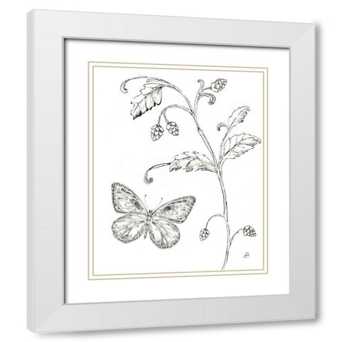 Outdoor Beauties Butterfly II White Modern Wood Framed Art Print with Double Matting by Brissonnet, Daphne