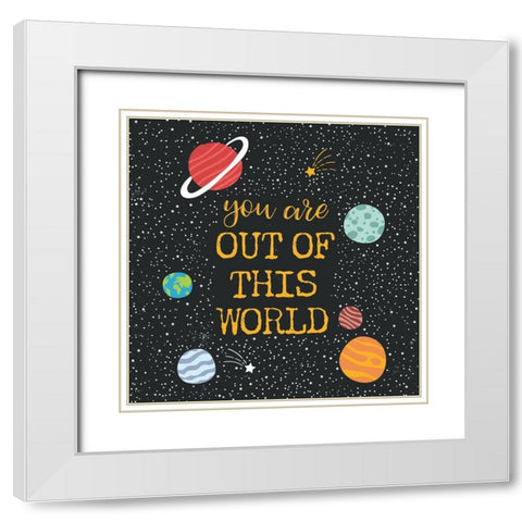 Out of this World Charcoal Sq White Modern Wood Framed Art Print with Double Matting by Panganiban, Karyn