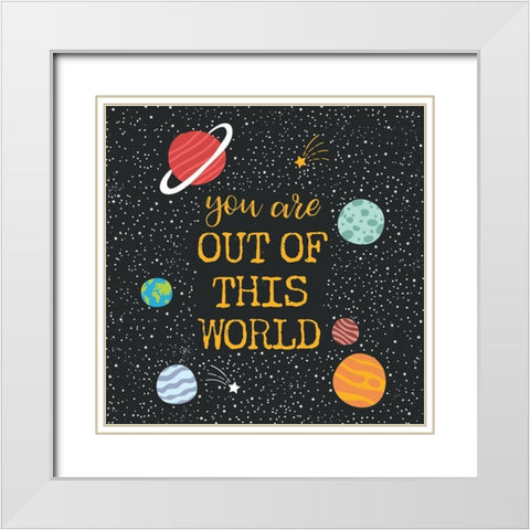 Out of this World Charcoal Sq White Modern Wood Framed Art Print with Double Matting by Panganiban, Karyn